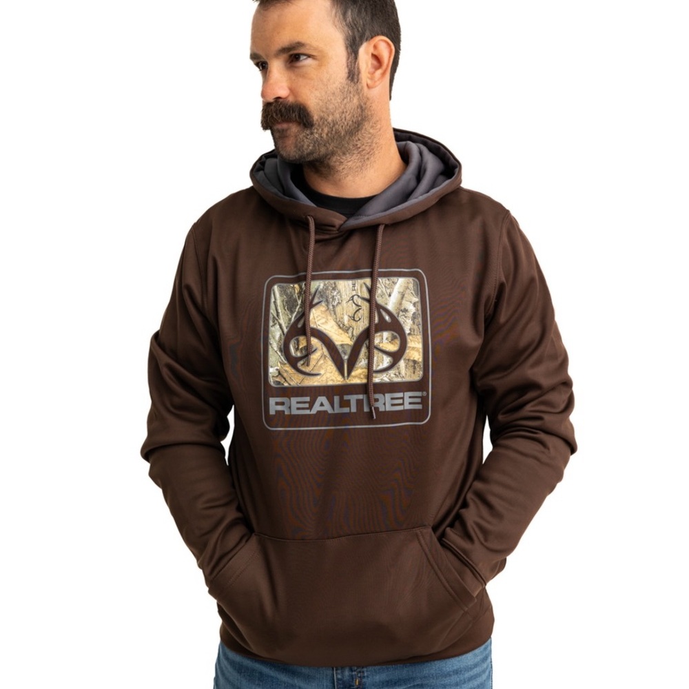 REALTREE MEN'S COLDSNAP BROWN PERFORMANCE HOODIE LARGE NWT